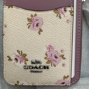 Coach zip card case with chain NWT PRICE FIRM